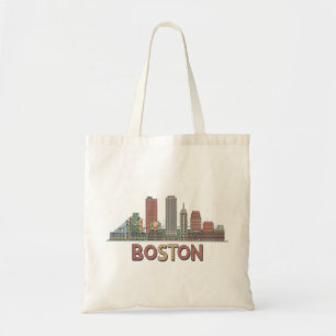 Tote Bag Cadeau d'art en ligne rétro de la skyline minimali