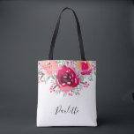 Tote Bag Cadeau de Bridesmaid personnalisé<br><div class="desc">Vous pouvez donner à ce beau sac fourre-tout personnalisé avec des fleurs florales vibrantes dans les tons rose et crème et personnalisées dans le lettrage chic aux serveuses d'accueil,  amis ou pour vous-même. OBJETS CORRESPONDANTS dans notre magasin.</div>
