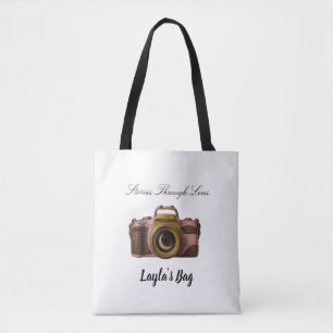Tote Bag Cadeau de caméra de nom personnalisé viral Élégant