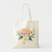 Tote Bag Cadeau de demoiselle d'honneur floral pêche et ros (Devant)
