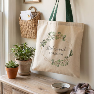 Tote Bag Cadeau de demoiselle d'honneur verdure eucalyptus