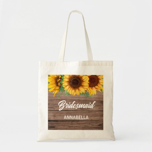 Tote Bag Cadeau de demoiselles d'honneur au tournesol rusti (Devant)