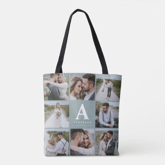 Tote Bag Cadeau de faveur initial monogramme multiphoto (Dos)