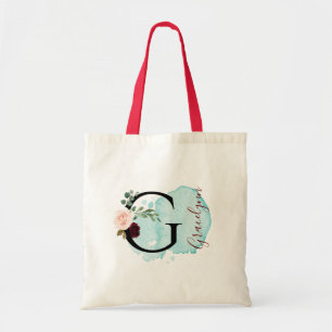 Tote Bag Cadeau de Fête des mariées Floral G Bourgogne pers