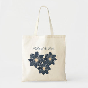 Tote Bag Cadeau de fête nuptiale personnalisé bleu floral