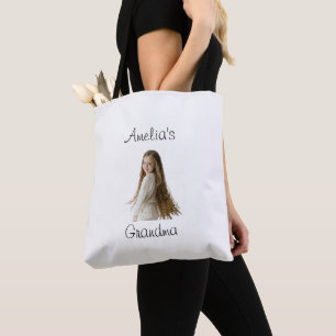 Tote Bag Cadeau de grand-mère - Nom et photo de grand-enfan