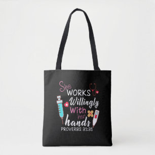 Tote Bag Cadeau de l'infirmière  Elle Travaille Volontaire