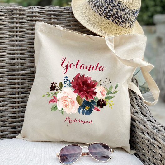 Tote Bag cadeau de Mariage Burgundy Bridesmaid Fourre-tout