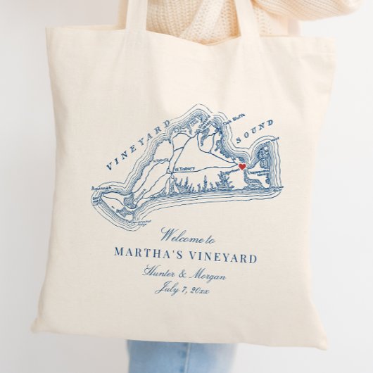 Tote Bag Cadeau de mariage Edgartown MA Bleu marine de bien