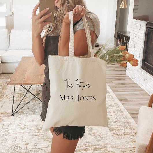 Tote Bag Cadeau de mariée personnalisé Future Mrs Nom perso