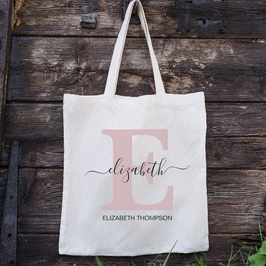 Tote Bag Cadeau de mariée sur mesure rose et noir