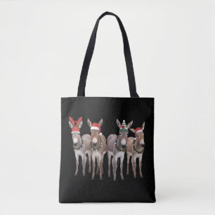 Tote Bag Cadeau de Noël pour amateur d'ânes Ferme Noël