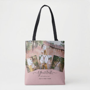 Tote Bag Cadeau de photo de mariage rose poudré des jeunes