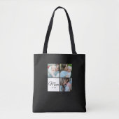 Tote Bag Cadeau de photo noir script Maman établie 3 (Devant)