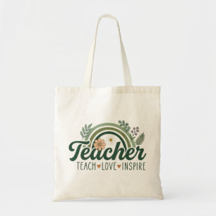 Tote Bag Cadeau d'enseignant botanique arc-en-ciel Enseigne