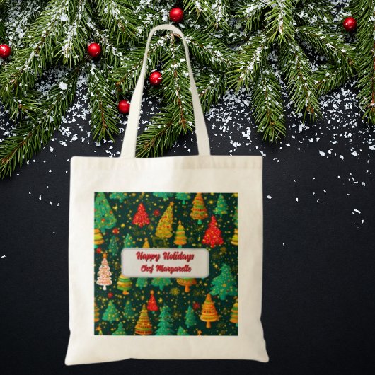 Tote Bag Cadeau du chef personnalisé de l'arbre de Noël