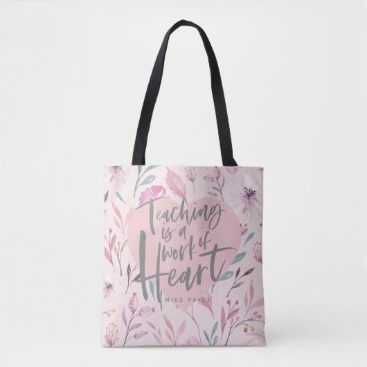 Tote Bag Cadeau enseignant aquarelle coeur (Devant)