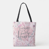 Tote Bag Cadeau enseignant aquarelle coeur (Dos)