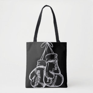 Tote Bag Cadeau Gants de Boxe Blanc Amour Rétro Boxeur 