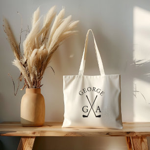 Tote Bag Cadeau Golfeur personnalisé Nom et initiales perso