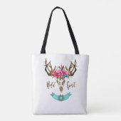 Tote Bag Cadeau hippie Taureau de fleur de Bohème florale (Dos)