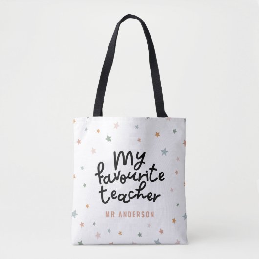 Tote Bag Cadeau moderne coloré préféré professeur star préf (Devant)