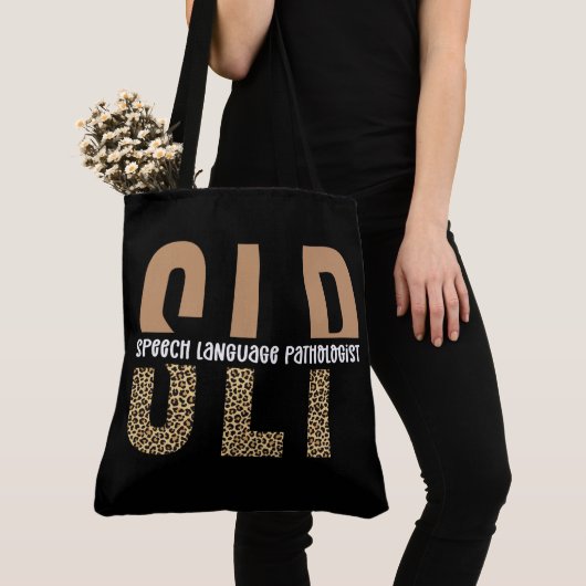 Tote Bag Cadeau orthophoniste impression guépard SLP (De près)
