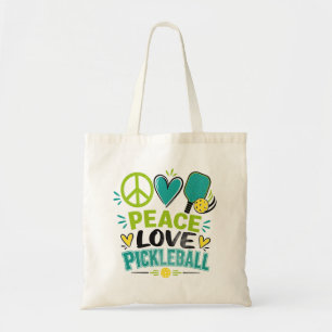 Tote Bag Cadeau Peace Love Pickleball pour les amateurs de