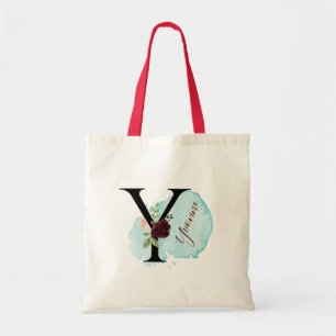 Tote Bag Cadeau personnalisé Bourgogne Floral Y Fête des ma