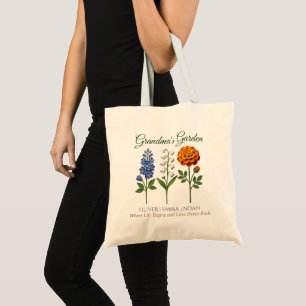 Tote Bag Cadeau Personnalisé pour Mamie Fleurs de Naissance