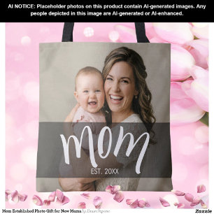 Tote Bag Cadeau Photo pour Nouvelle Maman Établie par Maman