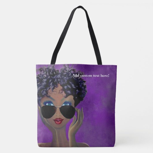 Tote Bag Cadeau pourpre d'art noir de sororité (Devant)
