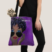 Tote Bag Cadeau pourpre d'art noir de sororité (De près)