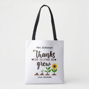 Tote Bag Cadeau Tournesol pour Enseignant Merci de M'avoir