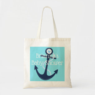 Tote Bag Cadeau turquoise nautique de baby shower de marine