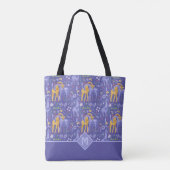 Tote Bag Cadeau Whimsical violet Turquoise Giraffes Jaunes (Dos)