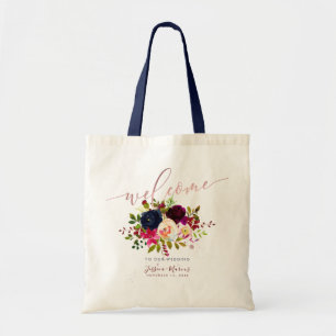 Tote Bag Cadeaux de bienvenue Fleurs aquarelle Bohème Bourg