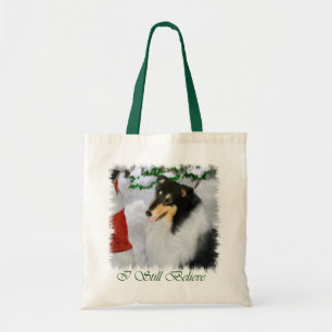 Tote Bag Cadeaux de Noël Collie Rosée Tri-Color