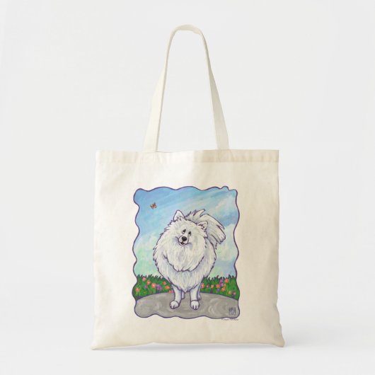 Tote Bag Cadeaux et accessoires Poméraniens blancs (Devant)