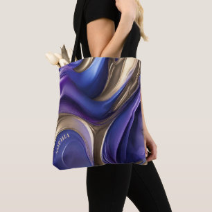 Tote Bag Cadeaux modernes pour son bleu pourpre et or-