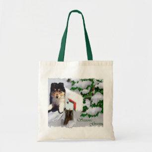 Tote Bag Cadeaux tricolores de Noël de chiot de colley