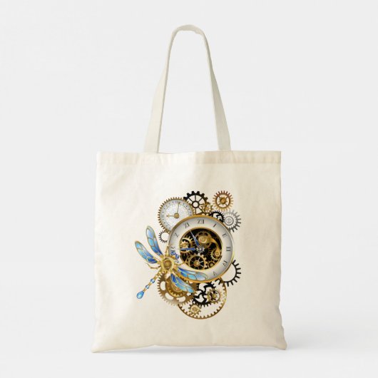 Tote Bag Cadran Steampunk avec libellule (Dos)