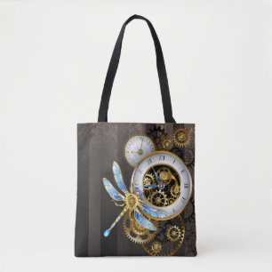 Tote Bag Cadran Steampunk avec libellule