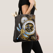 Tote Bag Cadran Steampunk avec libellule (De près)