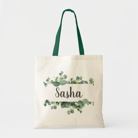 Tote Bag Cadre chic de feuillage d'eucalyptus personnalisé (Devant)