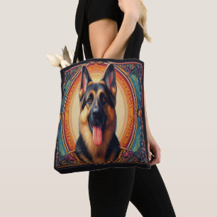 Tote Bag Cadre coloré de berger allemand élégant