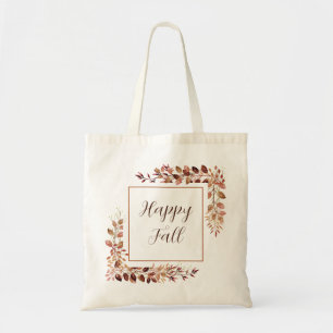 Tote Bag Cadre de feuilles d'automne avec texte personnalis