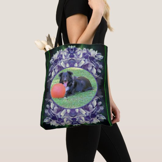 Tote Bag Cadre de pétales Blue Hydrangea Créez votre propre (De près)