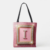 Tote Bag Cadre Doré Initiale Diamant I Monogramme Paillette (Dos)