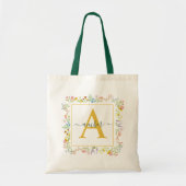 Tote Bag Cadre fleur sauvage coloré personnalisé (Devant)